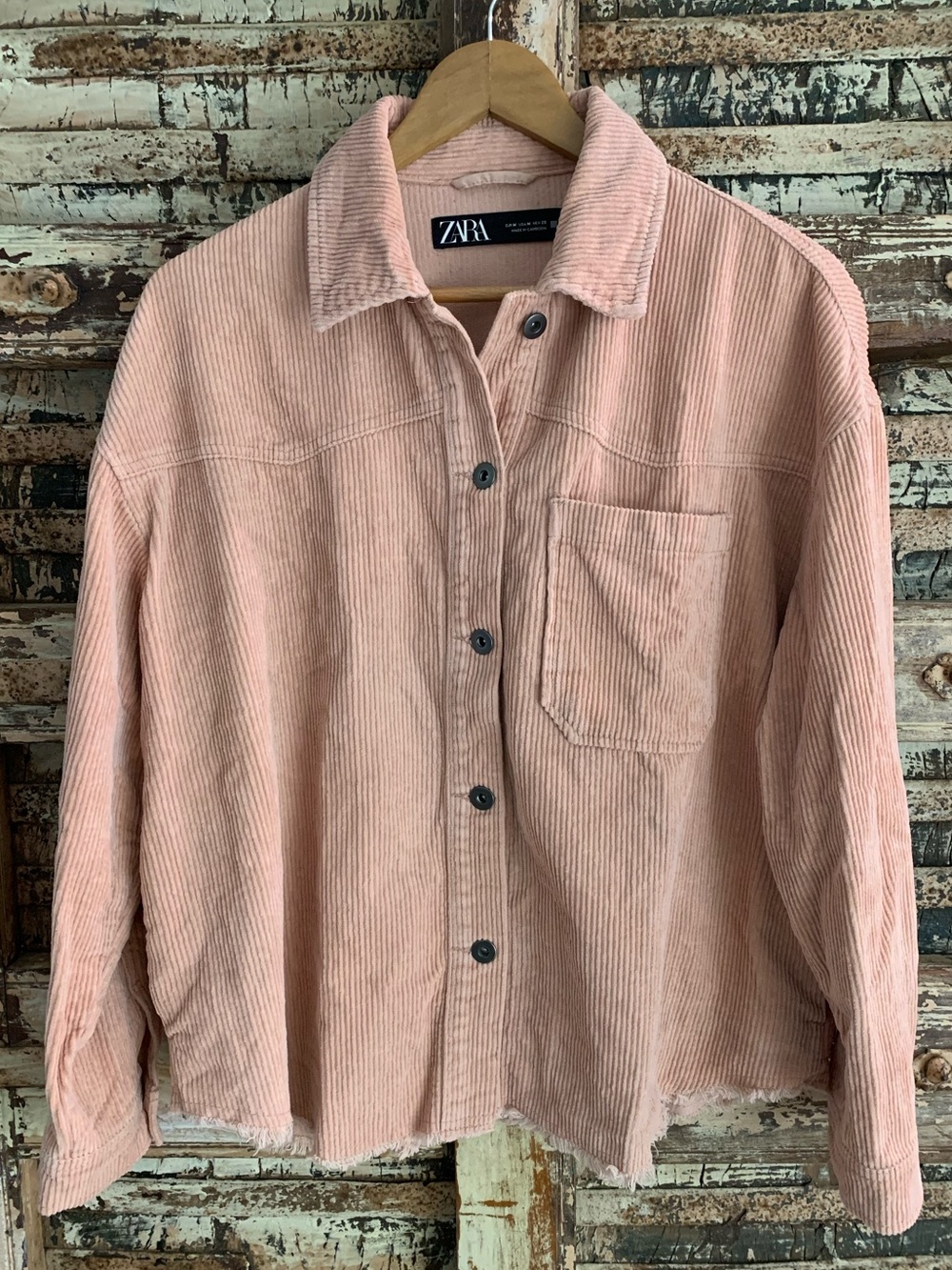 ZARA Dusty Rose Corduroy Button-Up Jacket, Shacket, Size M